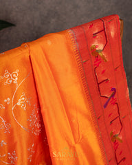 Orange Designer Paithani Saree