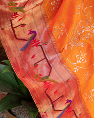 Orange Designer Paithani Saree