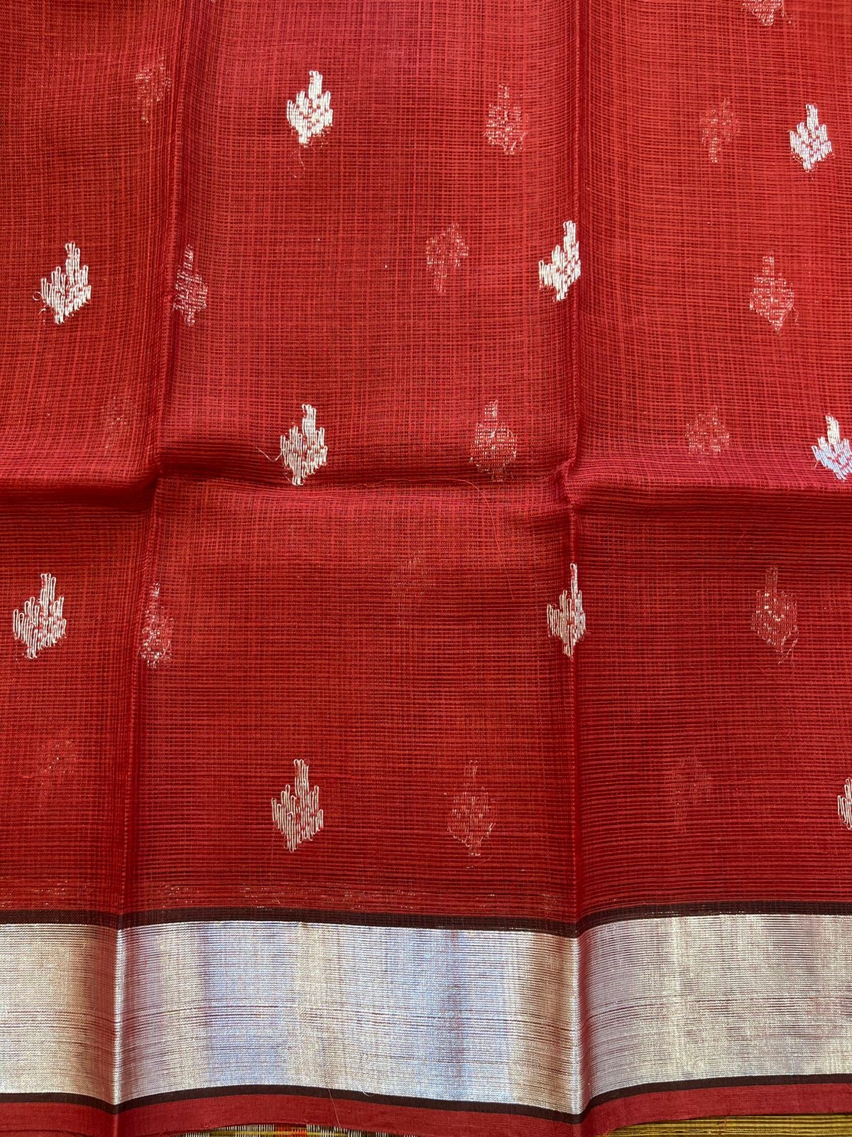 Designer All Over Jaal Pure Zari Kota Saree with Contrast Blouse