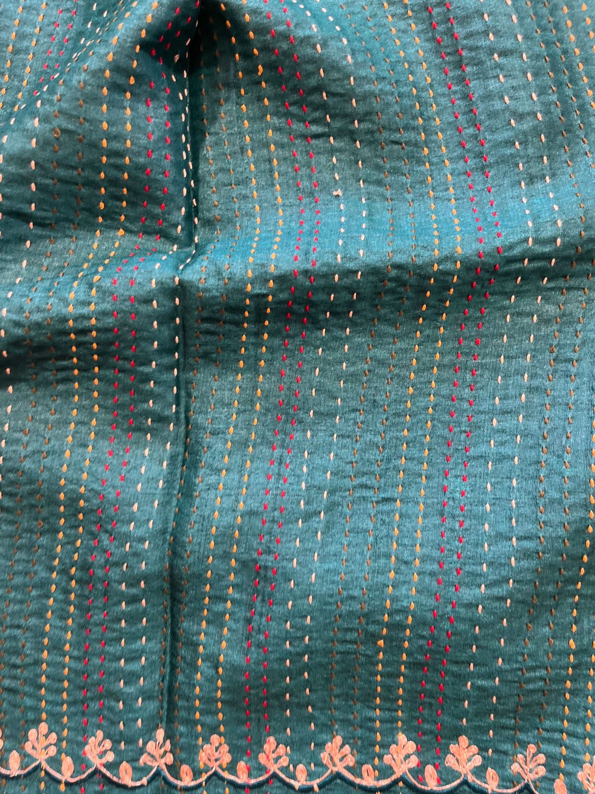 Peacock Blue Shade Pure Tussar Saree