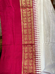 White Ikkat Pattu