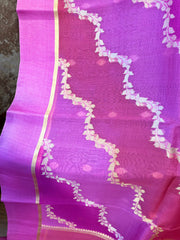 Multi shaded Pink Bright Laheria Pattern Kora Silk Saree