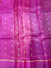 Multi shaded Pink Bright Laheria Pattern Kora Silk Saree