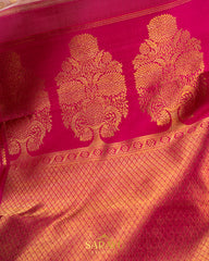 Peach and Red Exclusive Kanchi Silk