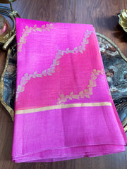 Multi shaded Pink Bright Laheria Pattern Kora Silk Saree