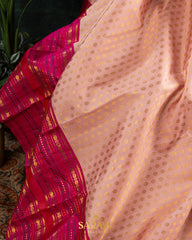 Peach and Red Exclusive Kanchi Silk