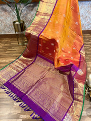 Orange and Magenta Pink Gadwal Pattu