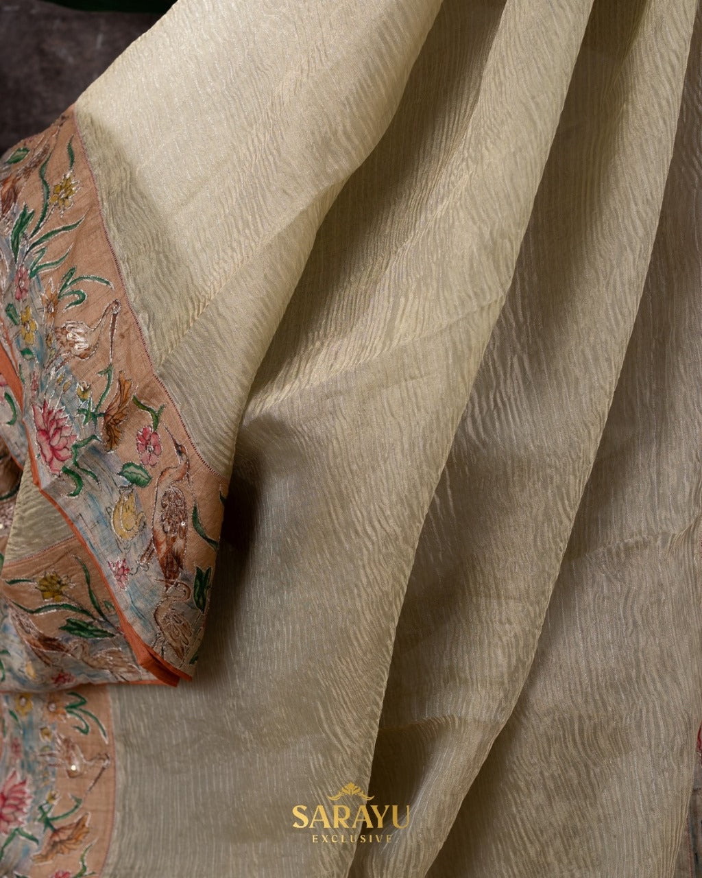 Pista Green Crushed Pure Organza