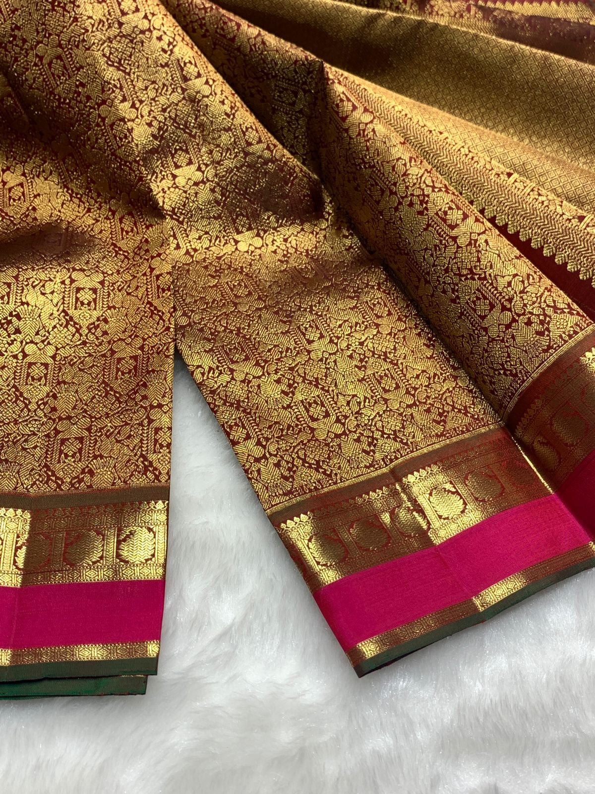 Brown and Maroon Kanchi Pattu