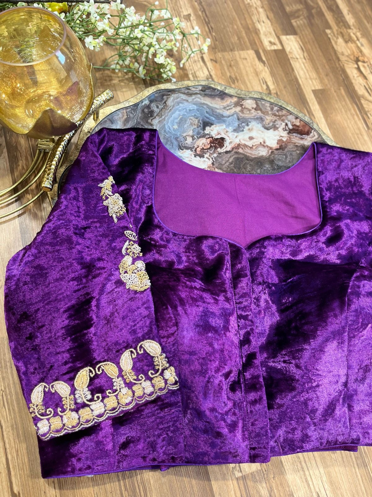 Purple Velvet Handworked Blouse