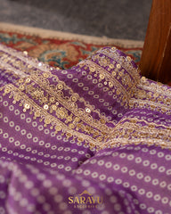 Lavender Crepe Silk Saree