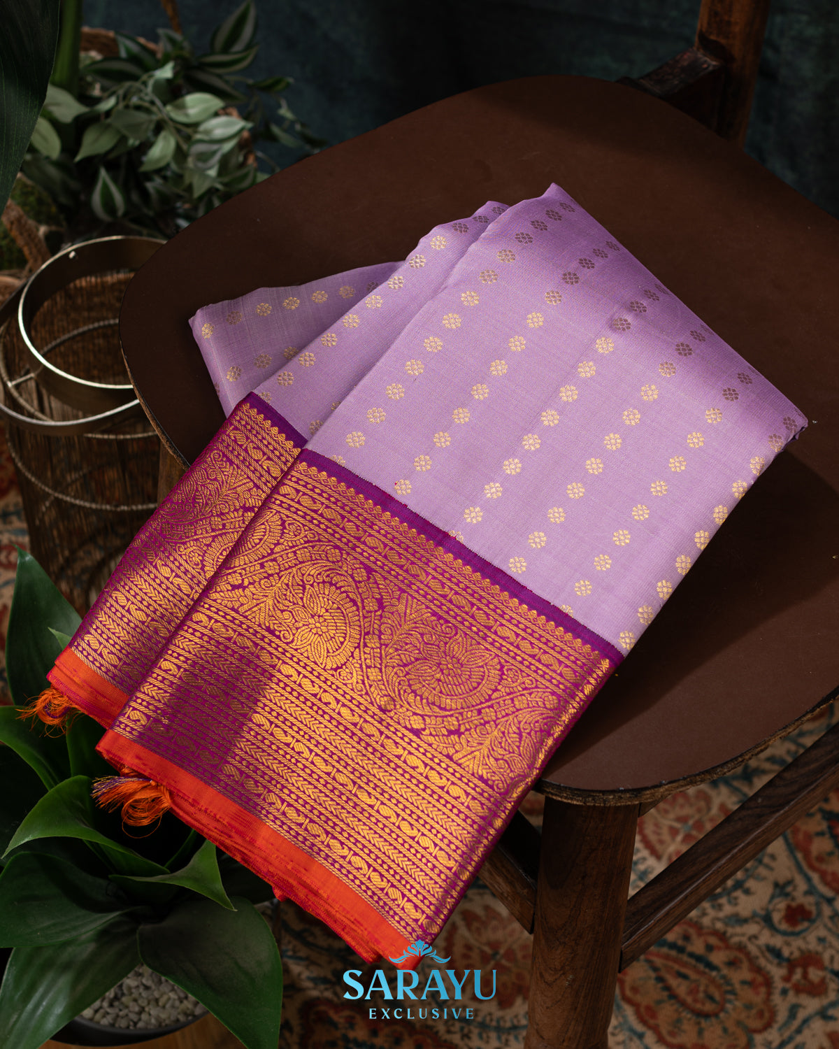 Lavender and Magenta Pink Pink Pure Kanchi Silk