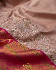 Beige and Pink Combination Exclusive Designer Pure Kanchi