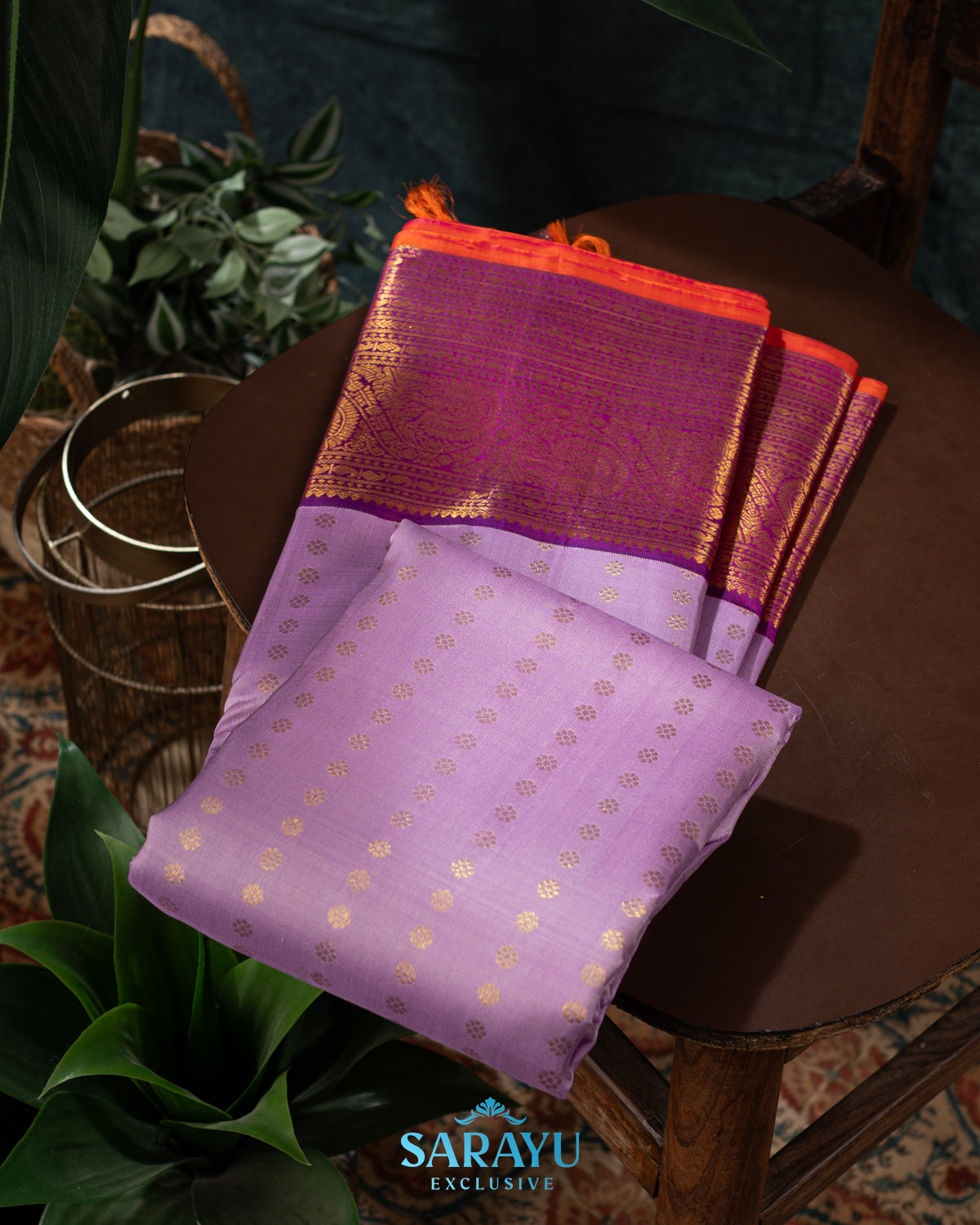 Lavender and Magenta Pink Pink Pure Kanchi Silk