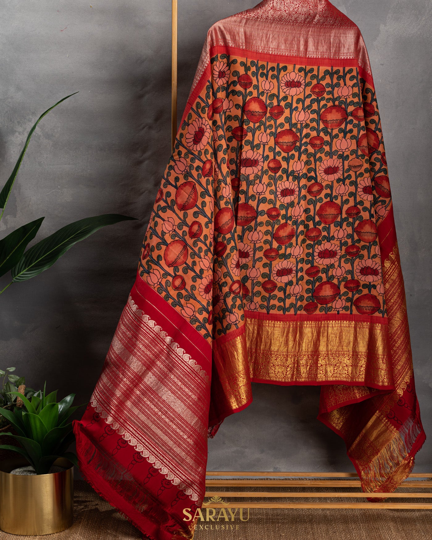 Hand Painted Kalamkari Pure Kanchi Exclusive Dupatta