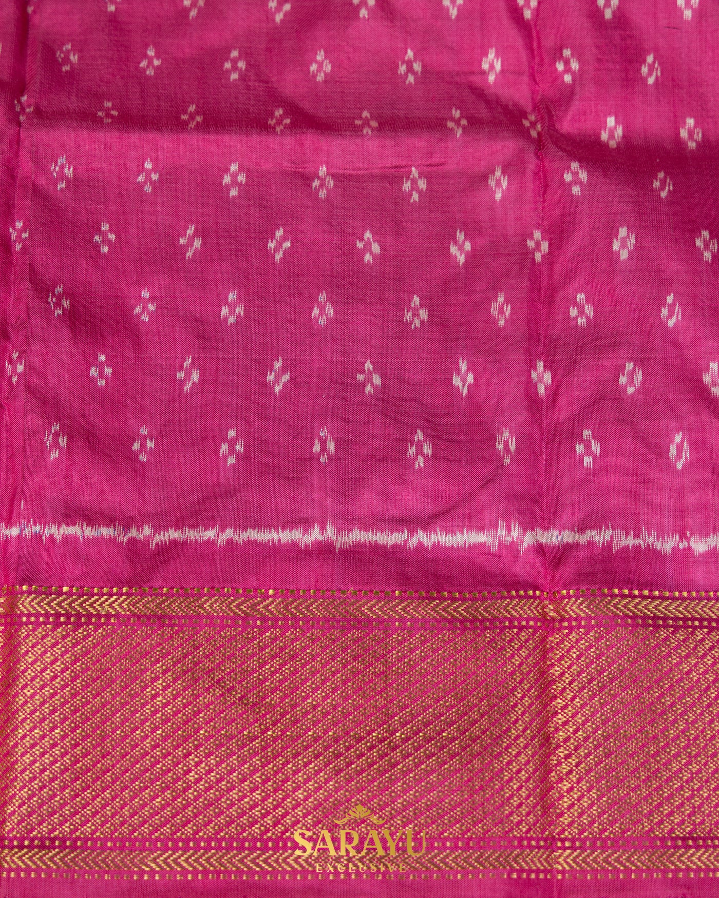 Beige and Pink Ikkat Silk