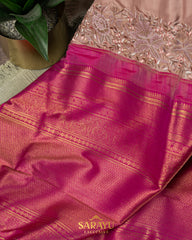 Beige and Pink Combination Exclusive Designer Pure Kanchi