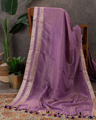 Lavender Crepe Silk Saree