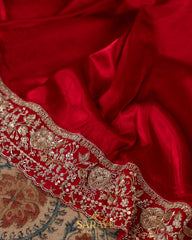 Dazzling Red German Silk Designer Saree