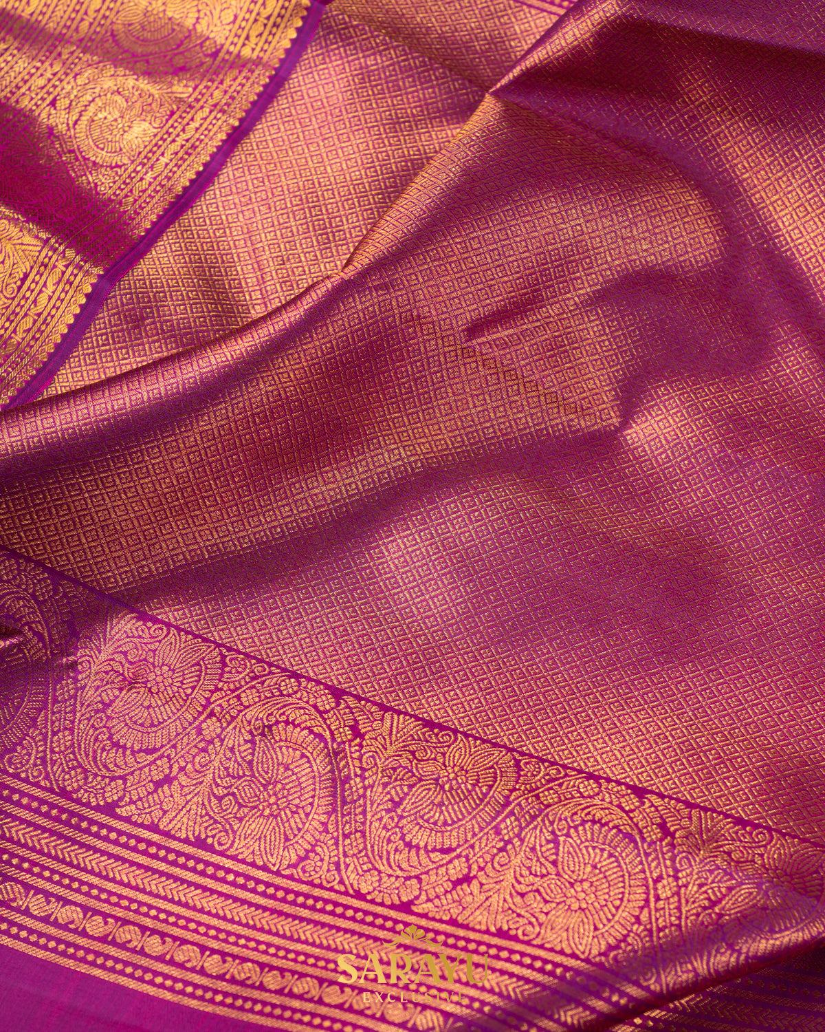 Lavender and Magenta Pink Pink Pure Kanchi Silk