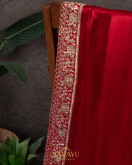 Dazzling Red German Silk Designer Saree