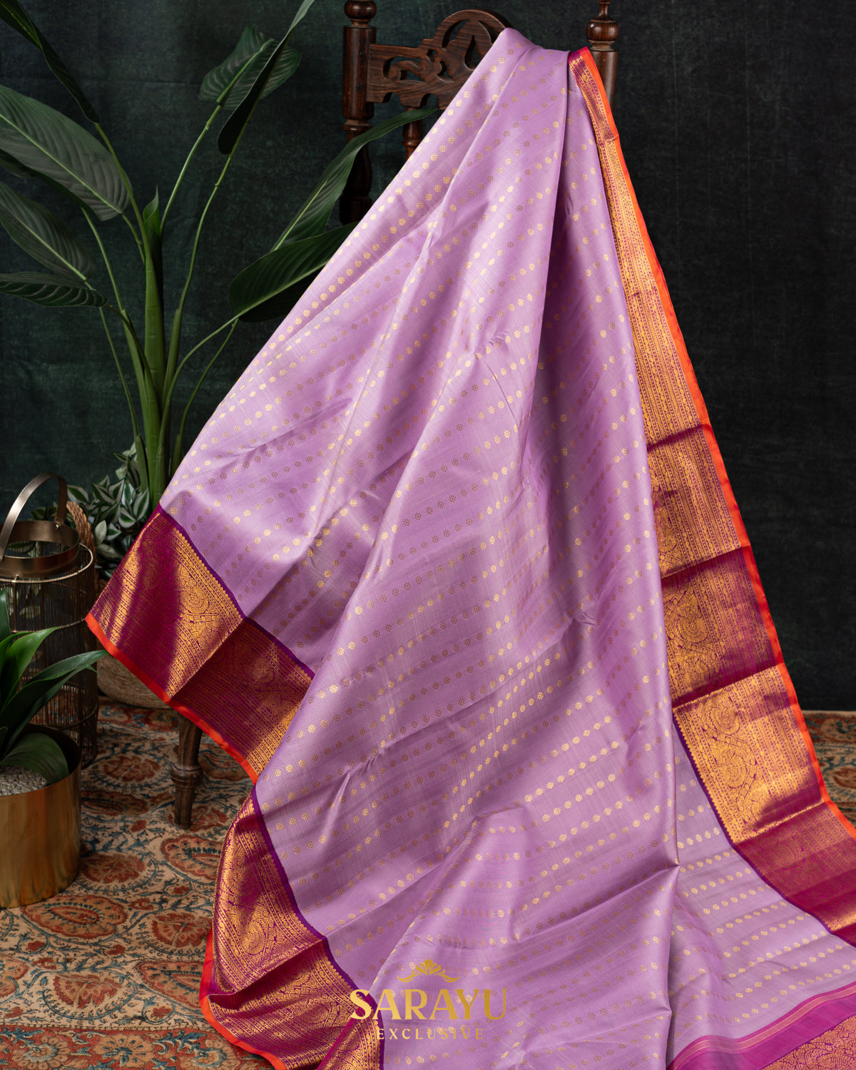 Lavender and Magenta Pink Pink Pure Kanchi Silk