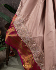 Beige and Pink Combination Exclusive Designer Pure Kanchi