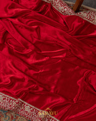 Dazzling Red German Silk Designer Saree