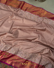 Beige and Pink Combination Exclusive Designer Pure Kanchi