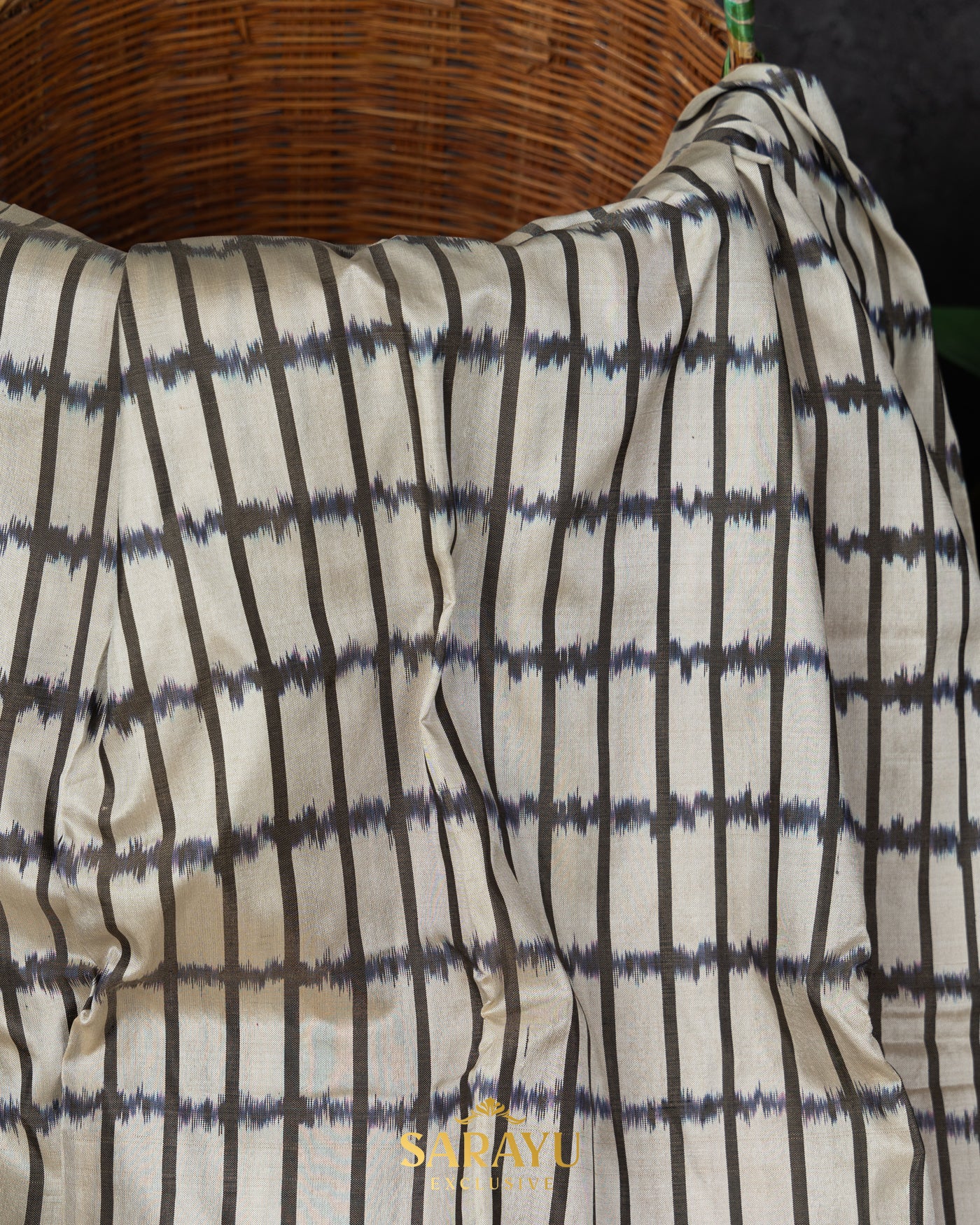 Beige and Pink Ikkat Silk