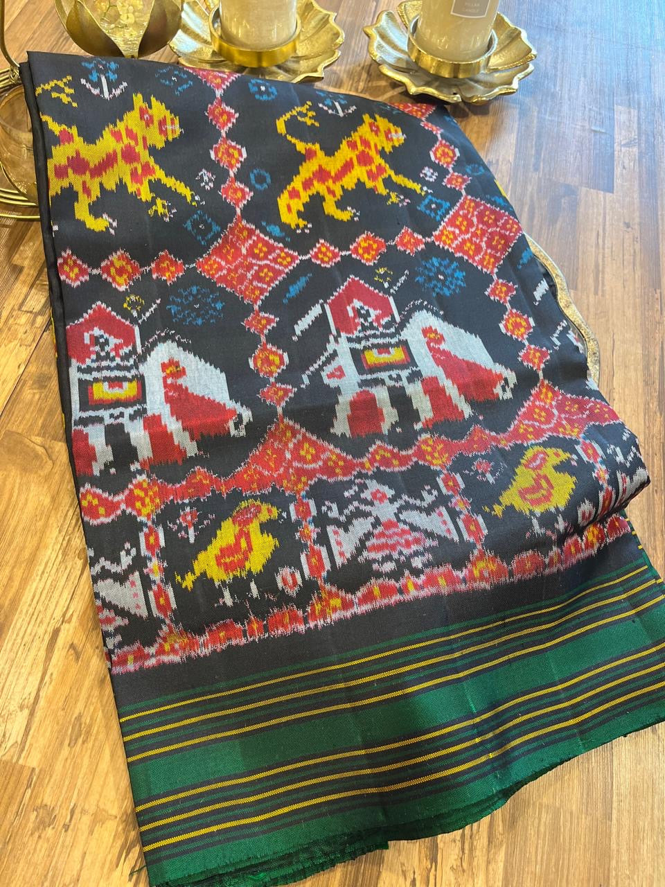 Black and Green Twill ikkat