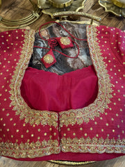 Red Rawsilk Handworked Blouse