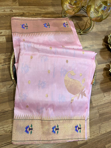 Pastel Pink Ashawali Muniya Pure Paithani