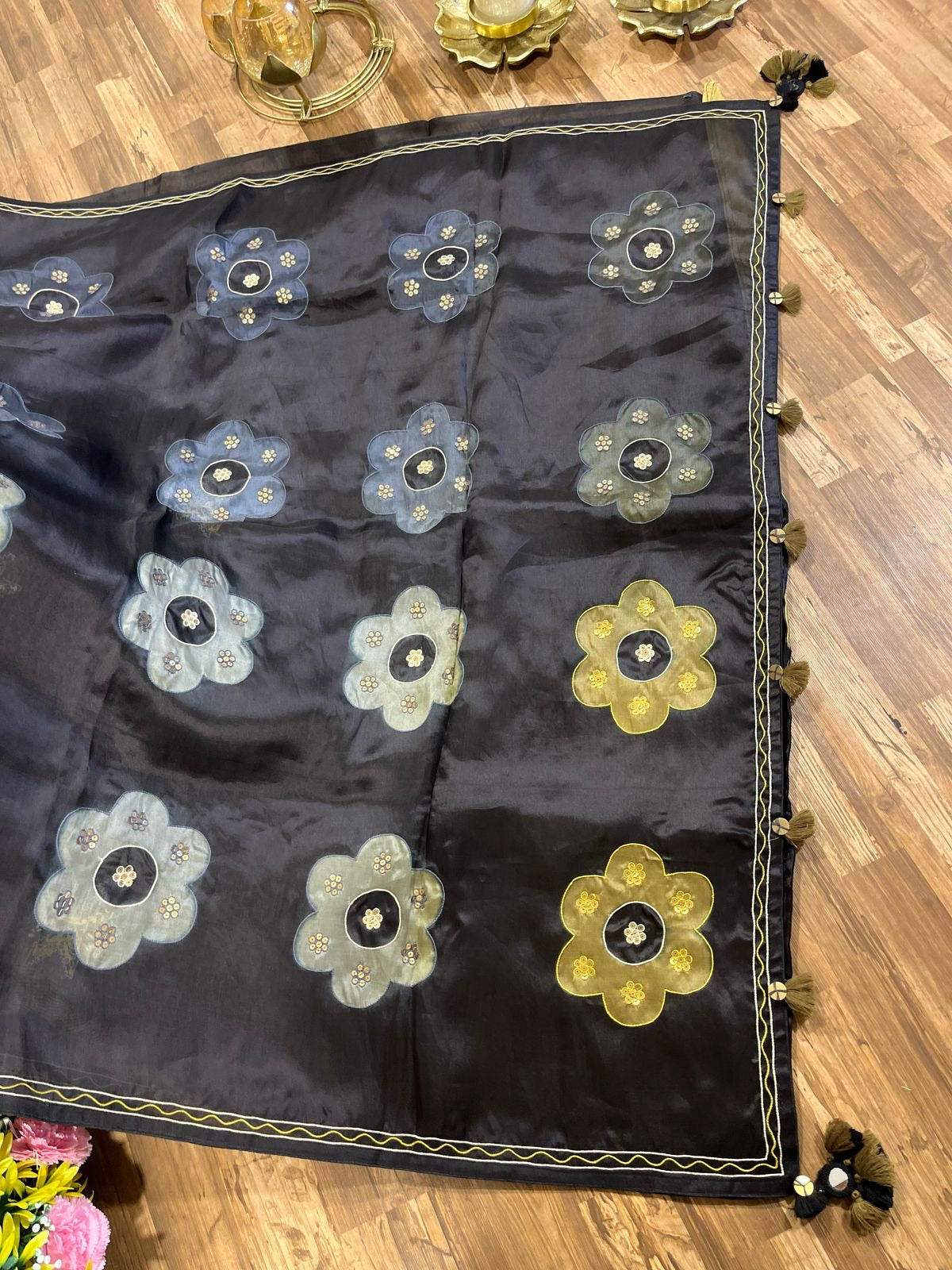 Black Designer Organza