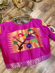 Magenta Pink Pathani Pure Silk Blouse