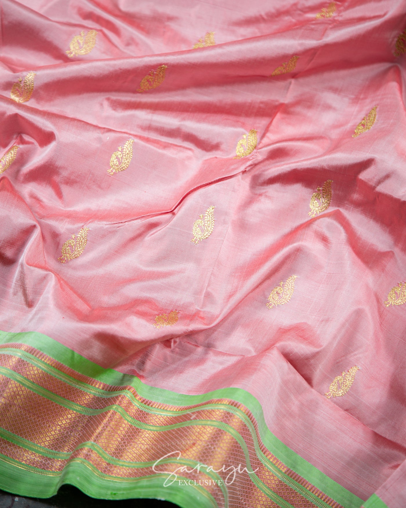 Baby Pink Maharani Pure Silk Paithani