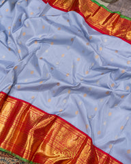 Unique Shade Of Blue and Red Pure Gadwal Silk
