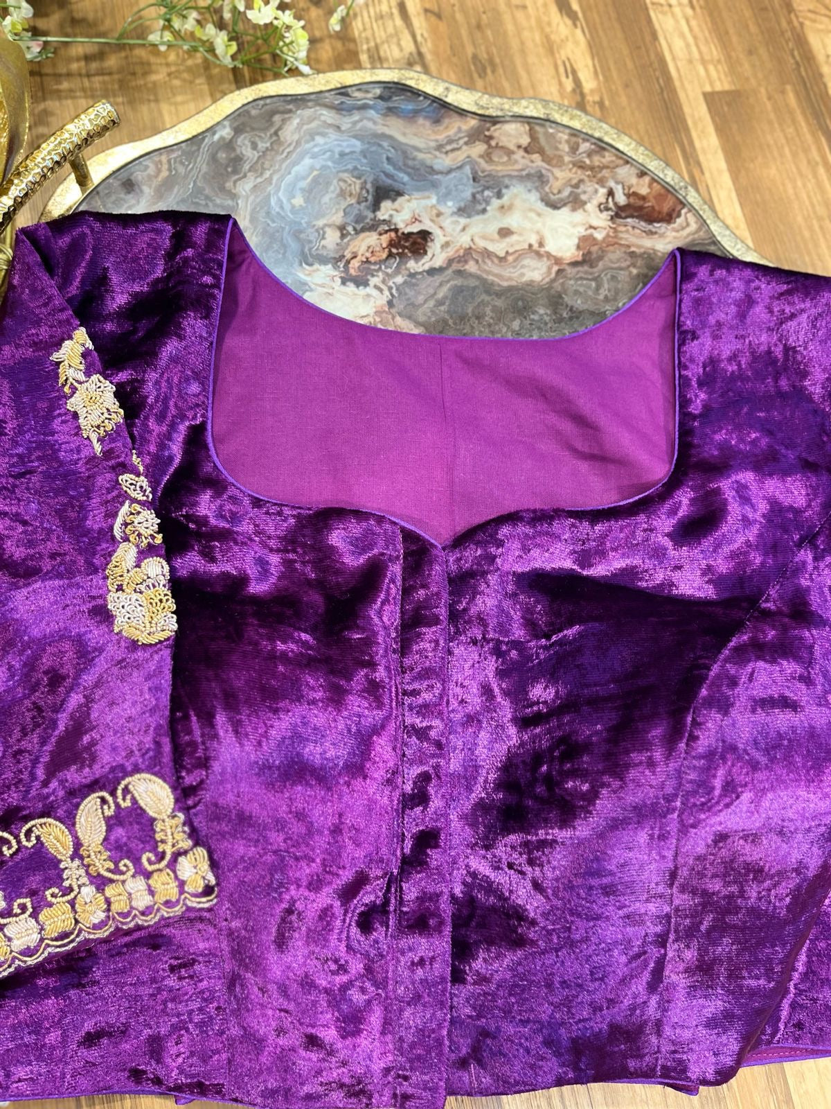 Purple Velvet Handworked Blouse