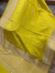 Lime Green Banarasi Mashru Silk Saree