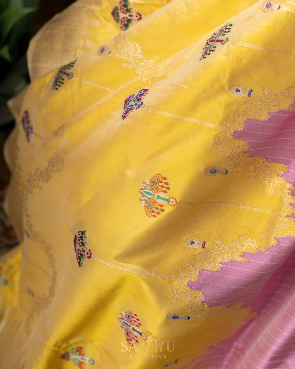 Yellow and Pink Banarasi Rangkat