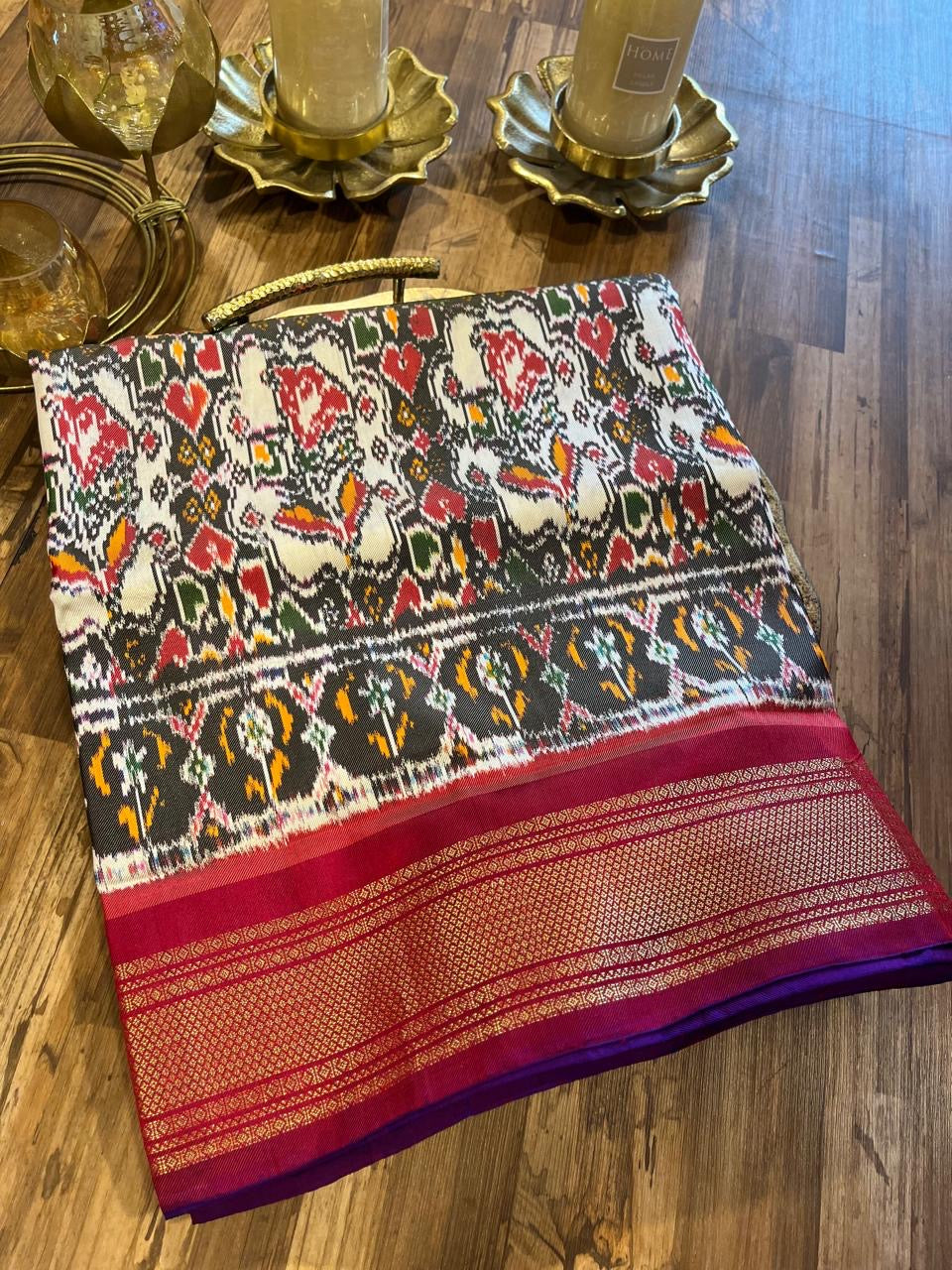 White , Black and Red Twill ikkat