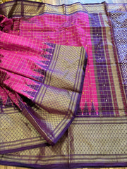 Pink Checkered Ikkat Pattu