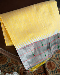 Beautiful Shade Of Yellow with Silver Triple Muniya !