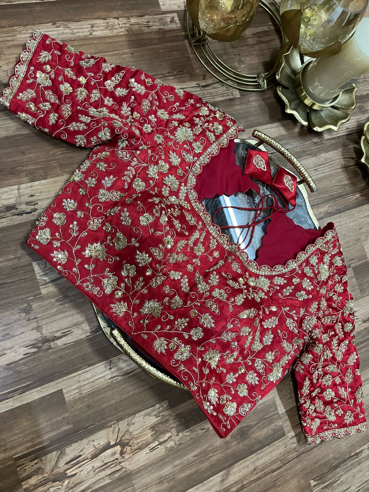 Red Velvet  Handworked Blouse