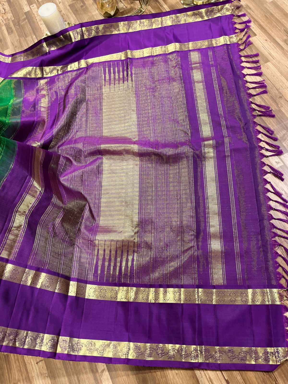 Green Space Border kanchi Pattu