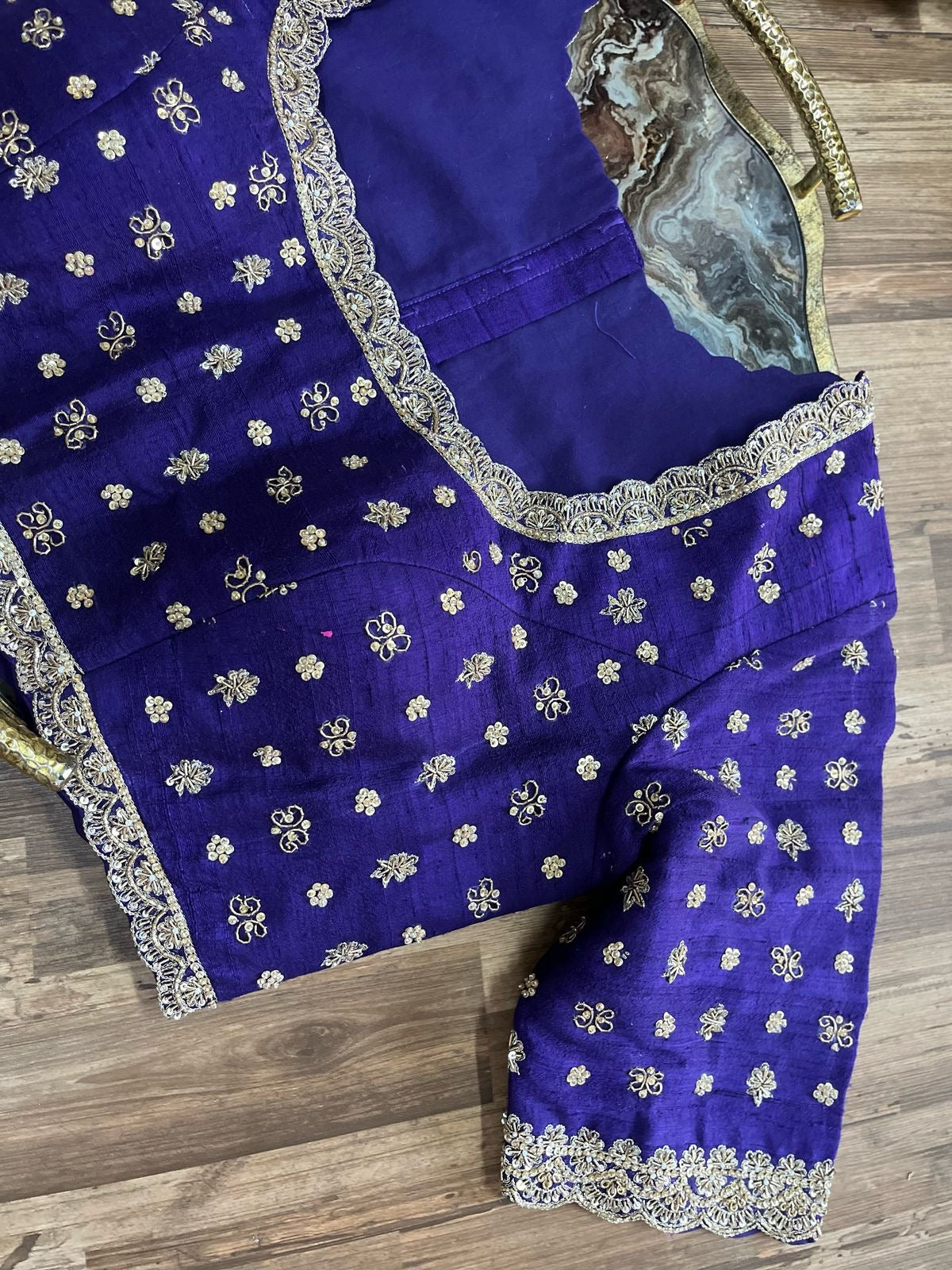 Deep Purple Pure Rawsilk Handworked Blouse