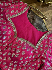Bright Pink Intricate Handworked Silk Blouse