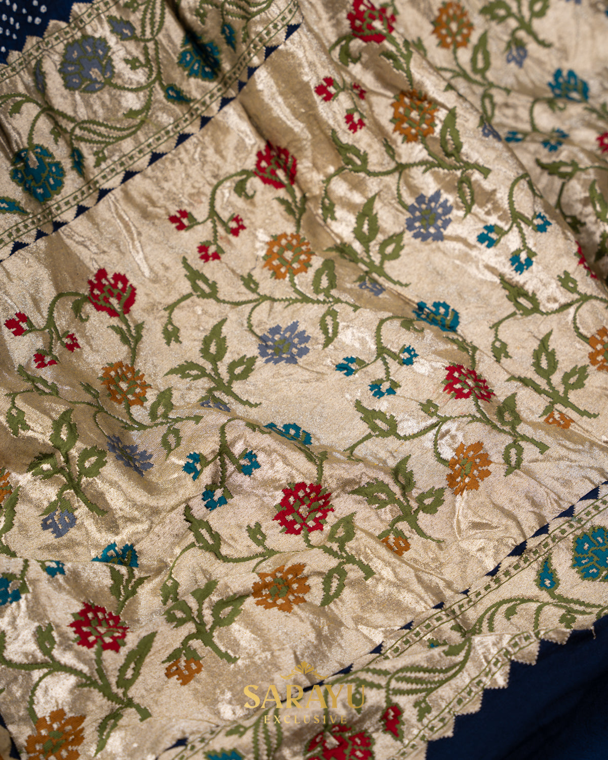 Masterpiece Sunshine Yellow and Navy Pure Banarasi Georgette