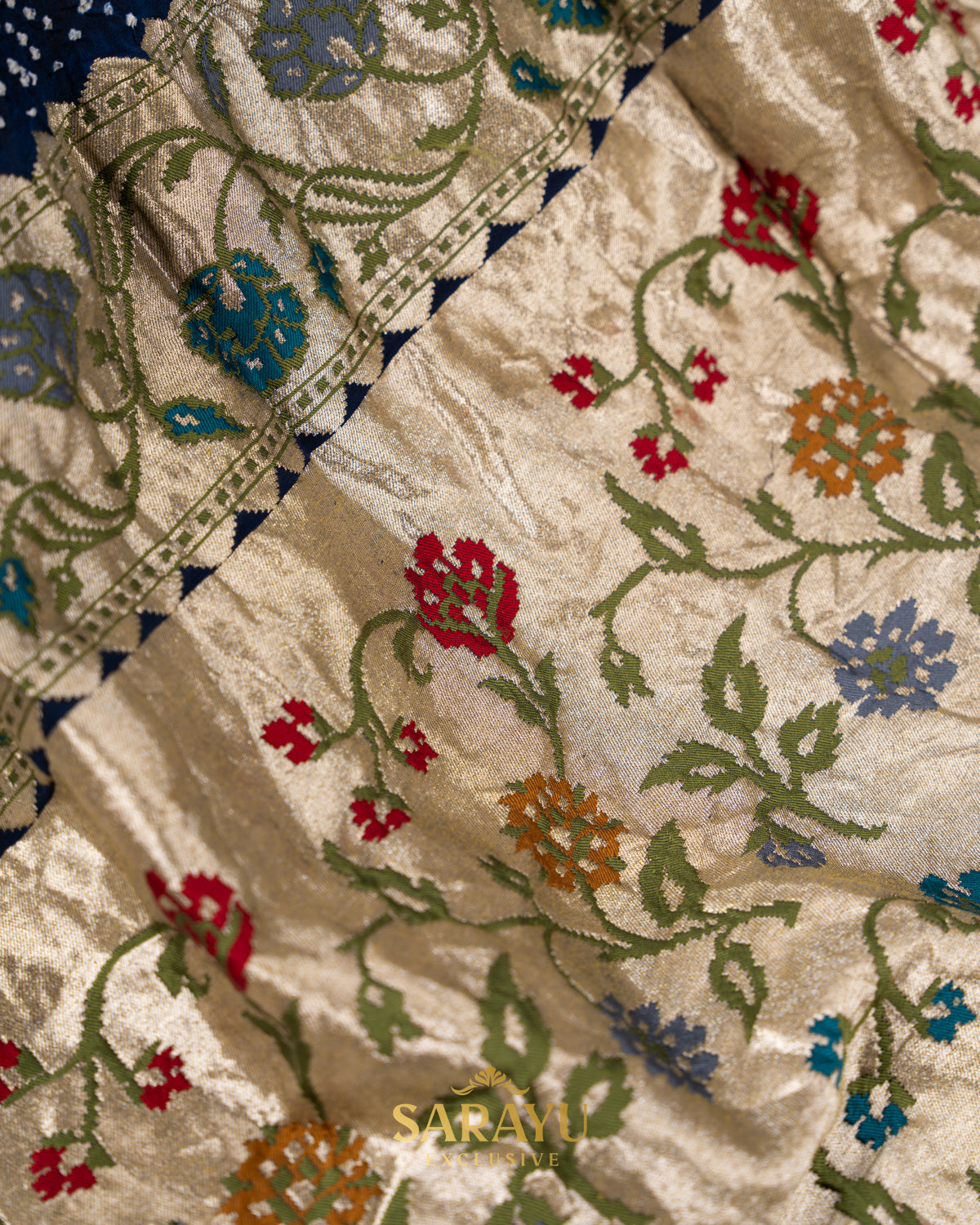 Masterpiece Sunshine Yellow and Navy Pure Banarasi Georgette