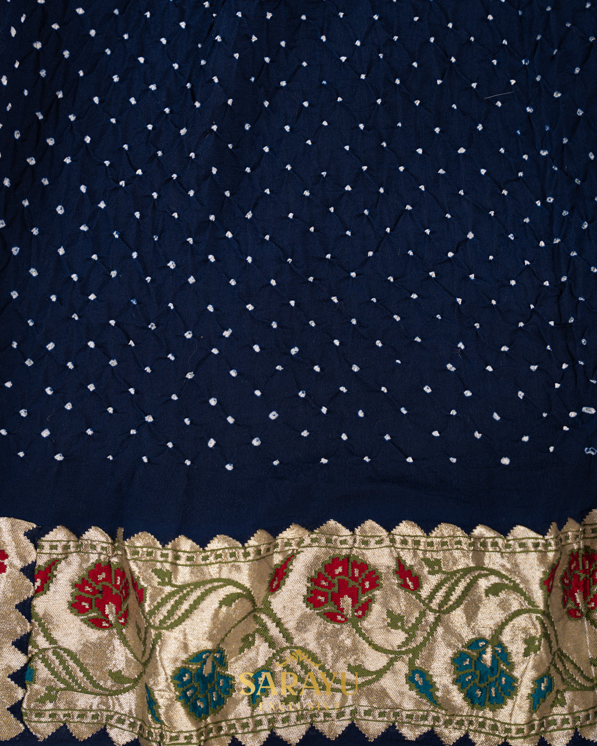 Masterpiece Sunshine Yellow and Navy Pure Banarasi Georgette